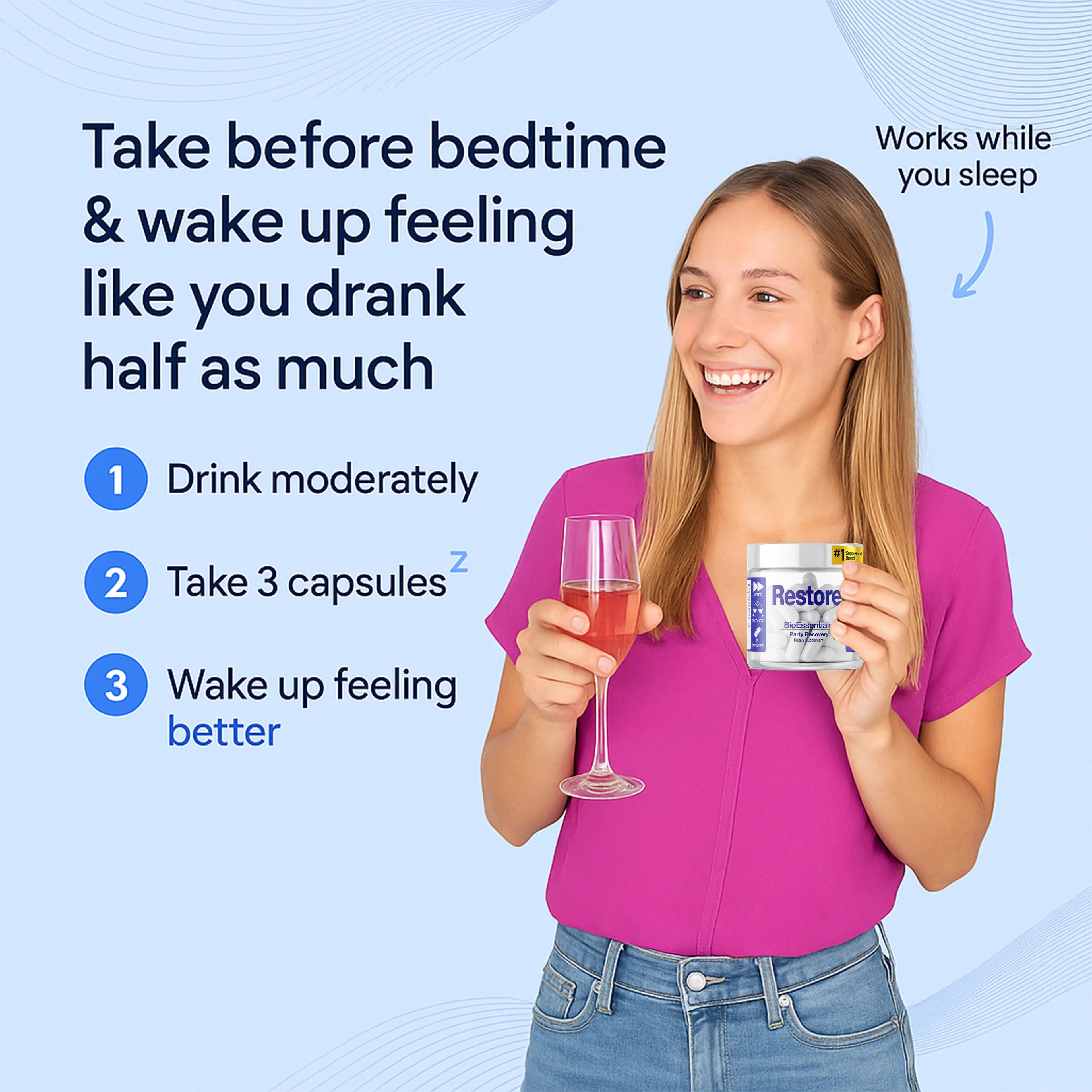 RESTORE® Happy Mornings and Night Recovery – DHM + L-Cysteine Detox & Next-Day Support – Hangover Recovery & Happy Mornings BioEssentials