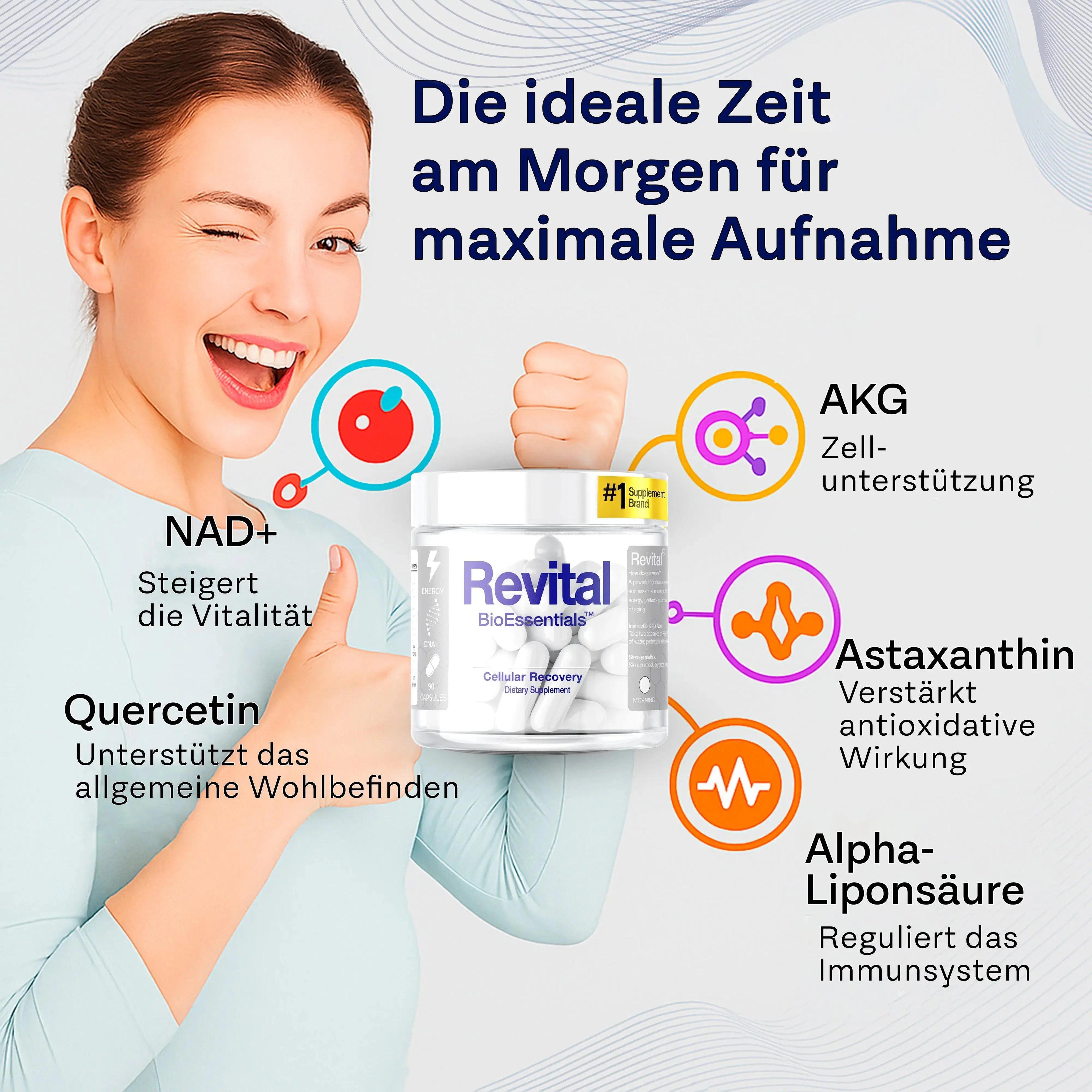 REVITAL® NAD+ Complex – Resveratrol • Shilajit • Magnesium & Vitamins – Supports Cellular Well-Being, Antioxidant Balance & Daily Energy for Men & Women BioEssentials