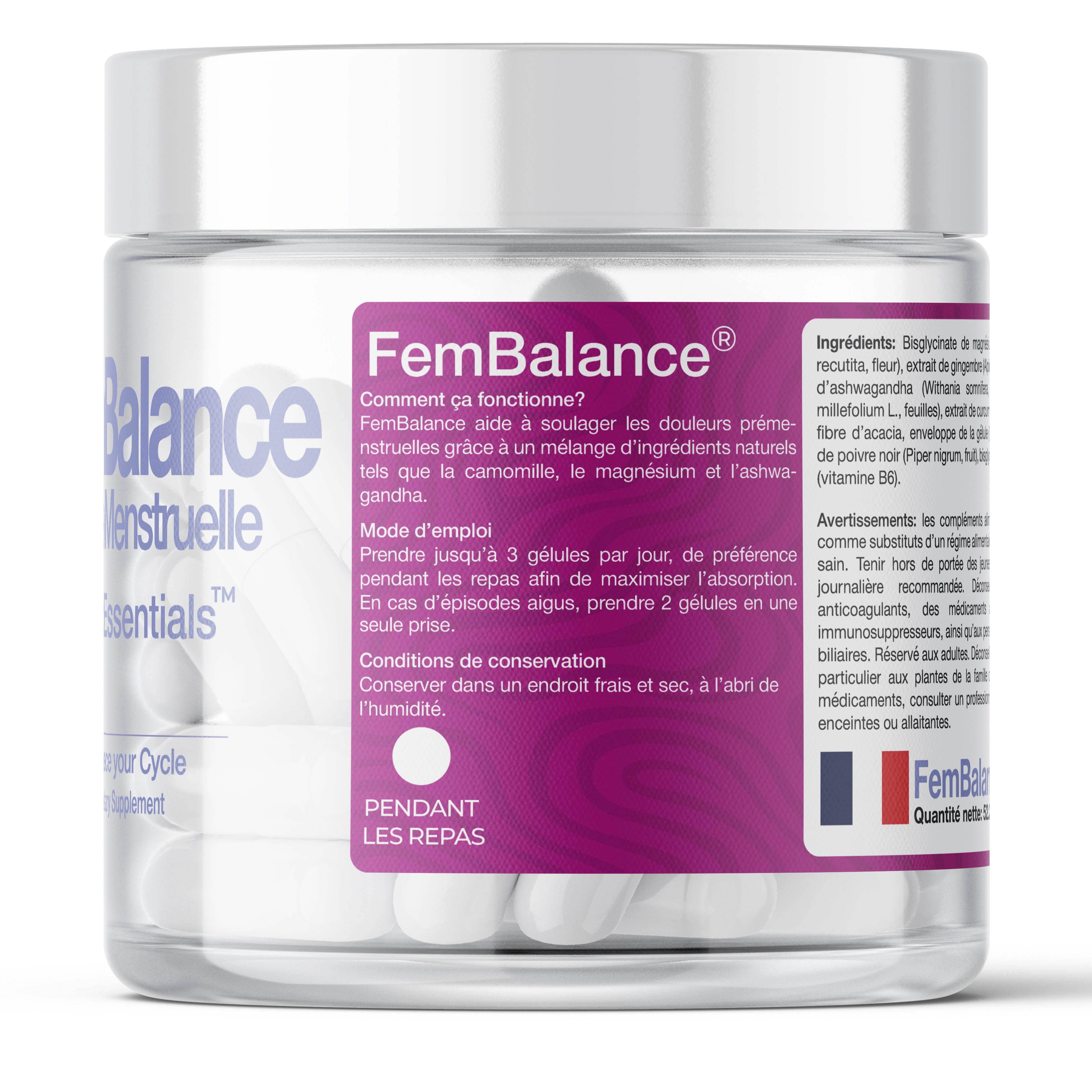 BioEssentials FemBalance – Female hormonal wellness Complex – Ashwagandha 250mg & Magnesium 350mg – Daily hormonal wellness Support – Chamomile & Ginger + B6 P-5-P Zinc – 90 Vegan HPMC Capsules