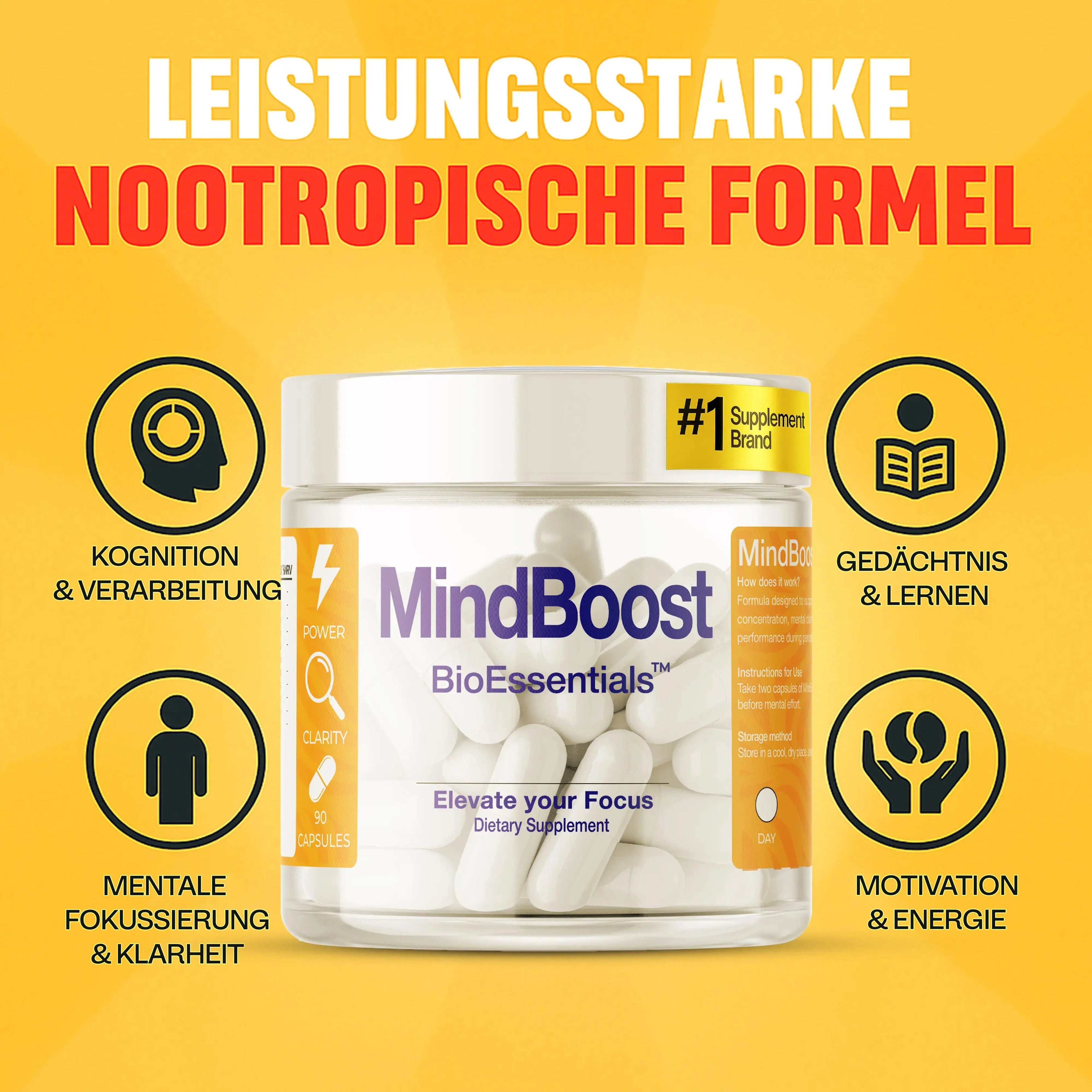 MINDBOOST® 1200 Cognitive Support Complex — Featuring Citicoline, Uridine, L-Tyrosine & Phosphatidylserine — Elevate Your Mind, Sharpen Your Focus & Power Your Ambition BioEssentials