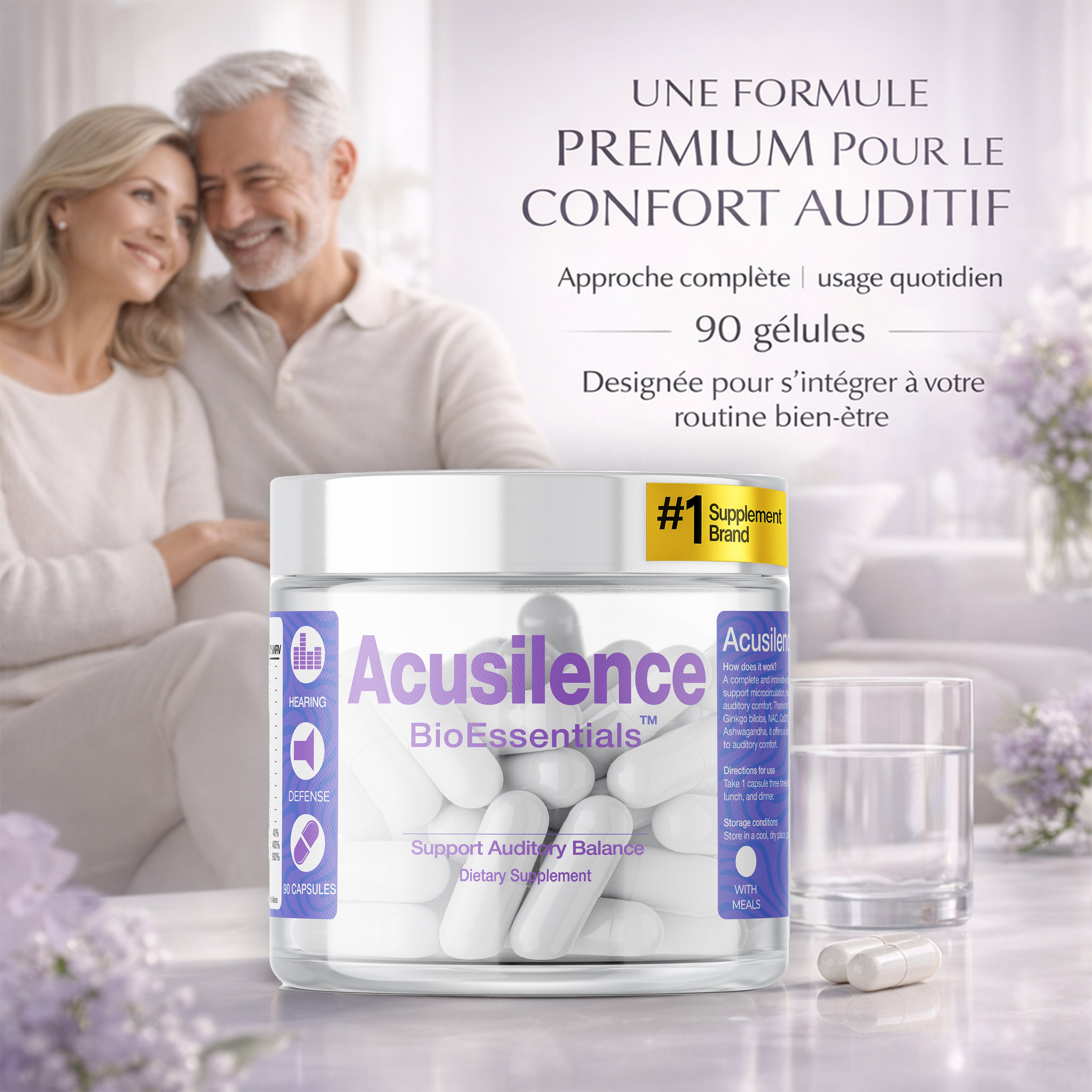 ACUSILENCE® Mikrokierto- ja Hermostollinen Tukikompleksi Kuulon Mukavuuteen NAC:lla, Ginkgolla, CoQ10:llä & R-ALA:lla