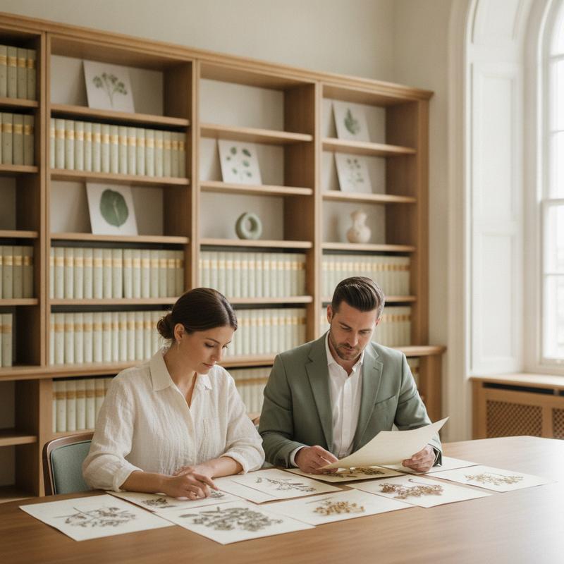 Two adults comparing botanical research notes in a sunlit library - Acusilence ginkgo evidence guide