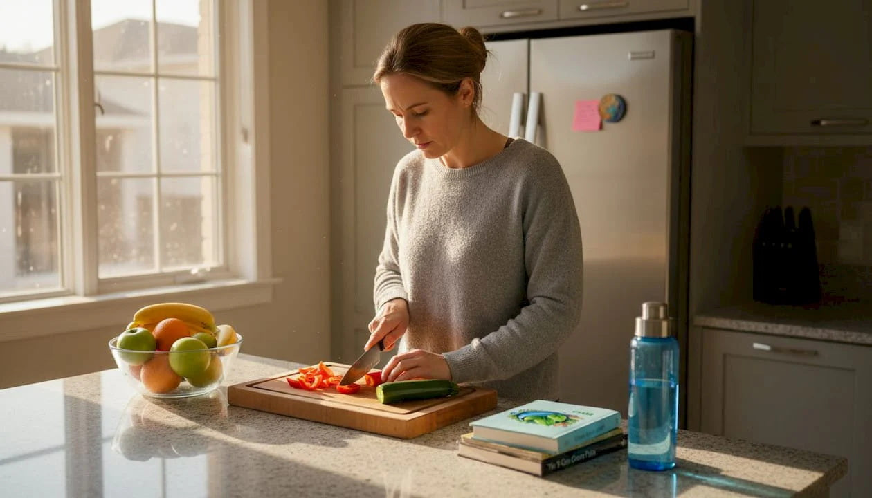 Adult opening CHEERS DHM in morning kitchen