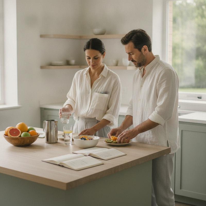Serene morning wellness planning scene - PureDetox B vitamin cofactor support