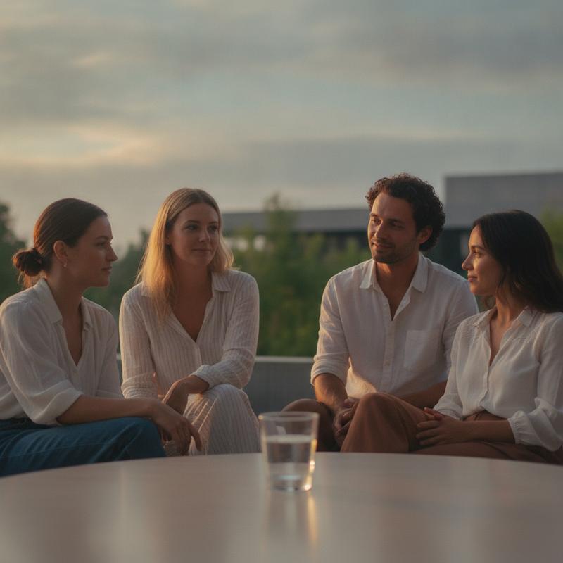 Relaxed friends at a calm social evening - CHEERS! social wellness and antioxidant support