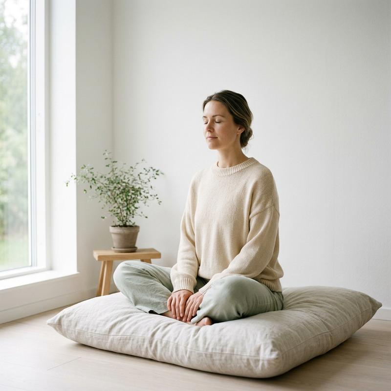 Woman in serene morning meditation — HARMONY gut-brain axis mood and stress support