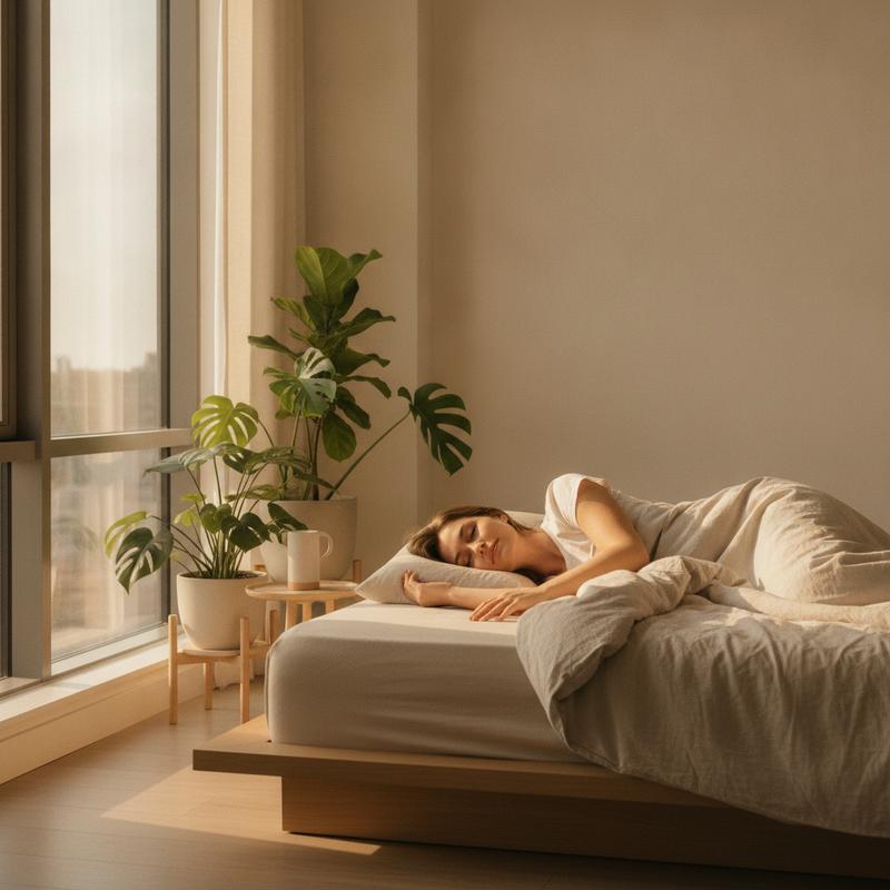 Person resting peacefully in soft morning light by a window — healthy sleep and vitamin D wellness