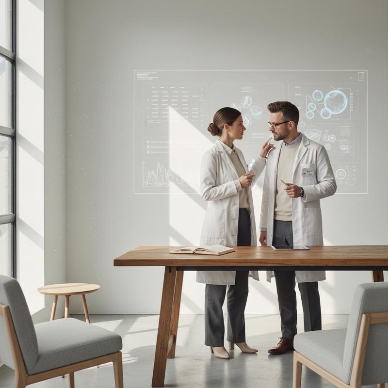 Two professionals collaborating with calm focus in a bright minimalist office — MINDBOOST 1200 cognitive support