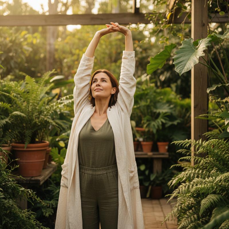 Woman in a premium natural setting in a focused energised state — metabolic flexibility and blood glucose stability health concept