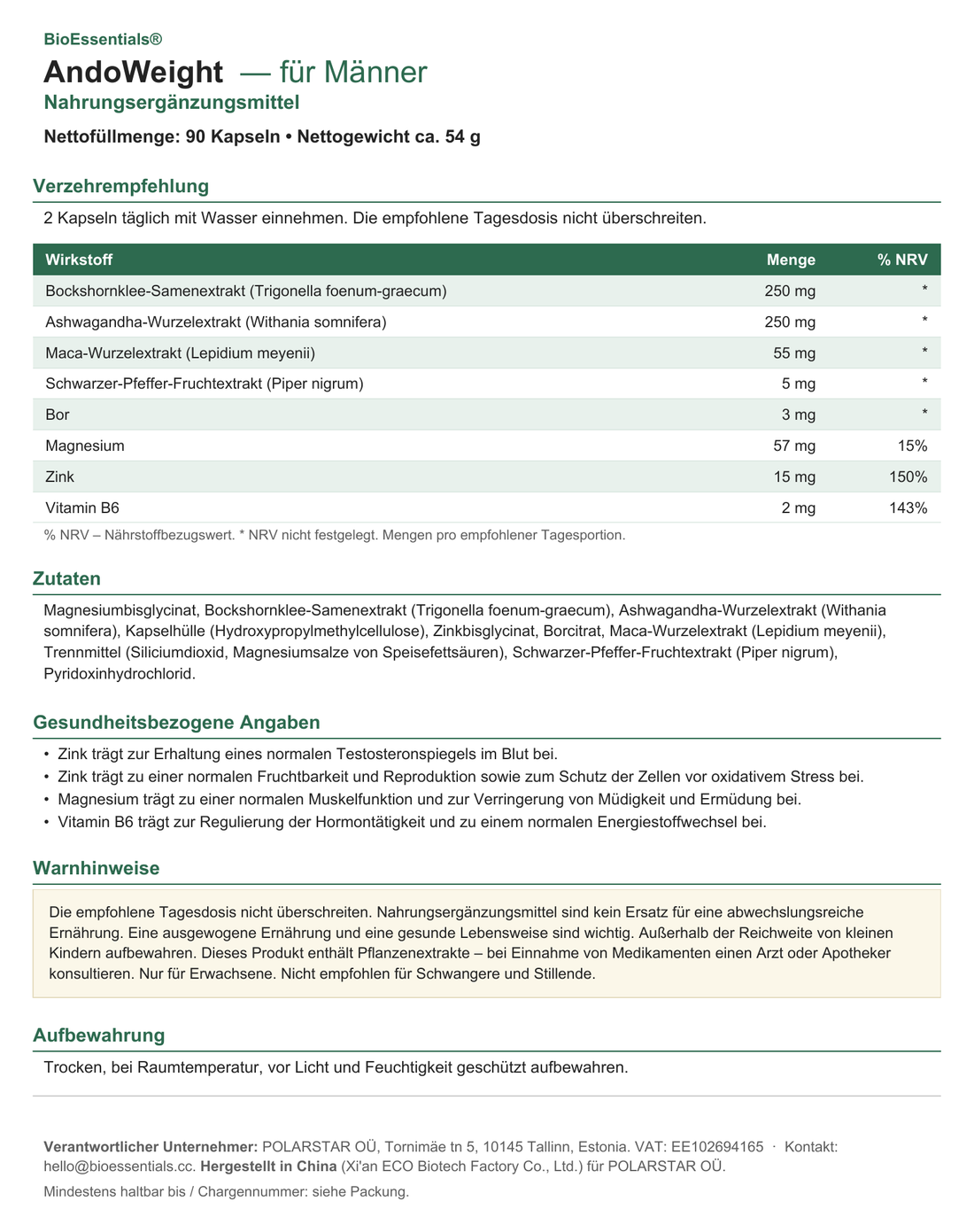 BioEssentials AndoWeight label - DE