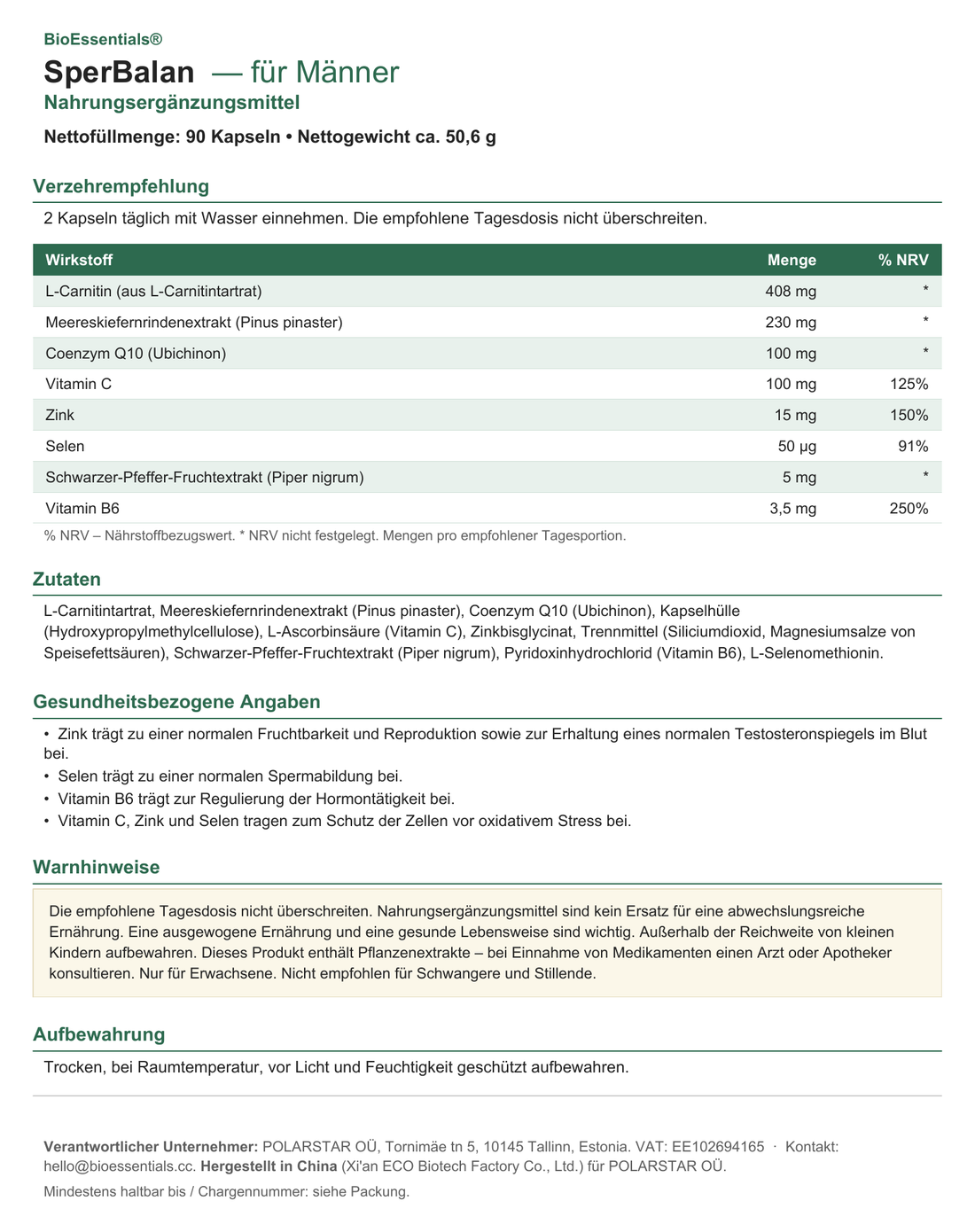 BioEssentials SperBalan label - DE
