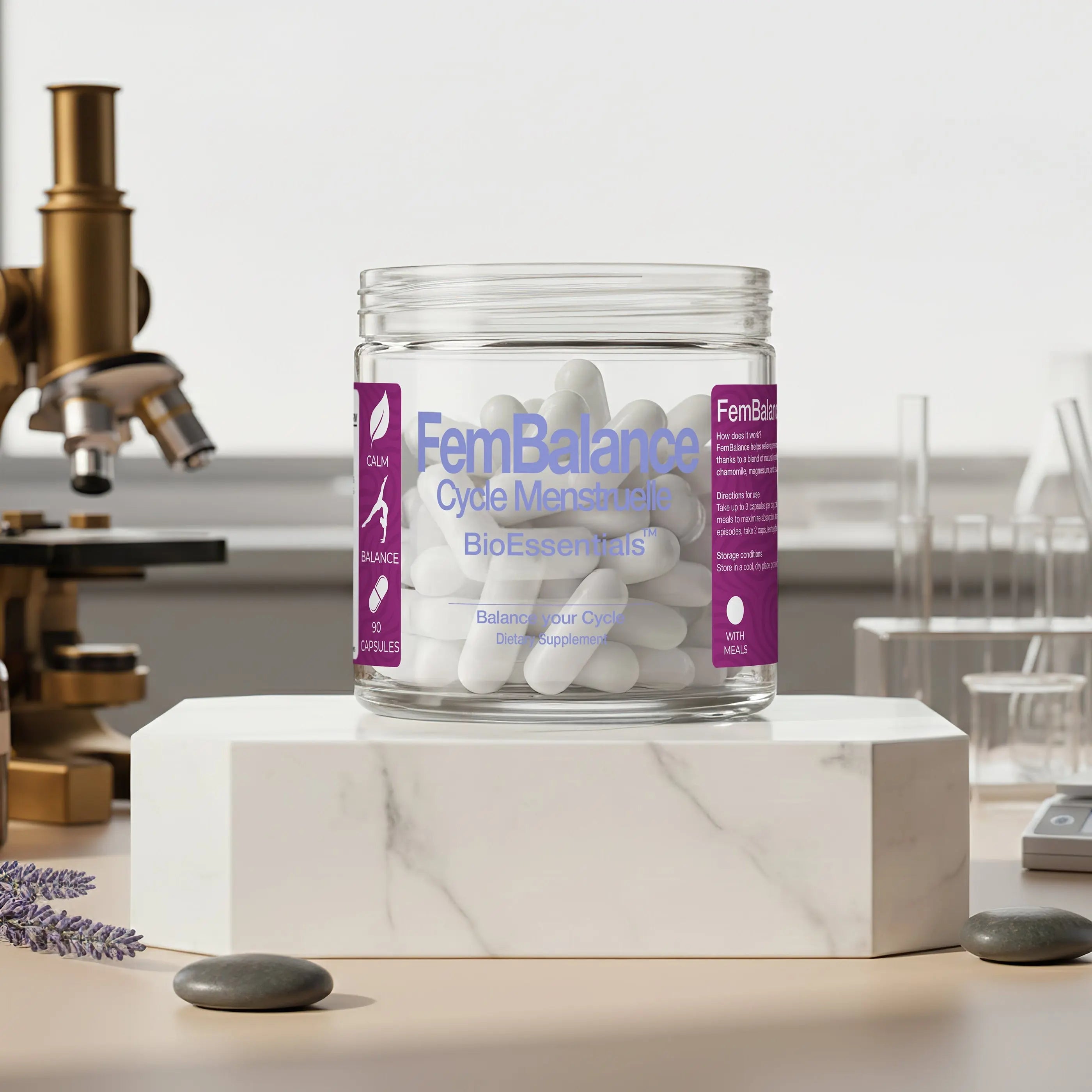 FEMBALANCE® Cycle Support Complex – PMS & Monthly Comfort Formula Botanical + Mineral Support for Mood Balance, Relaxation & Cycle Comfort - BioEssentials