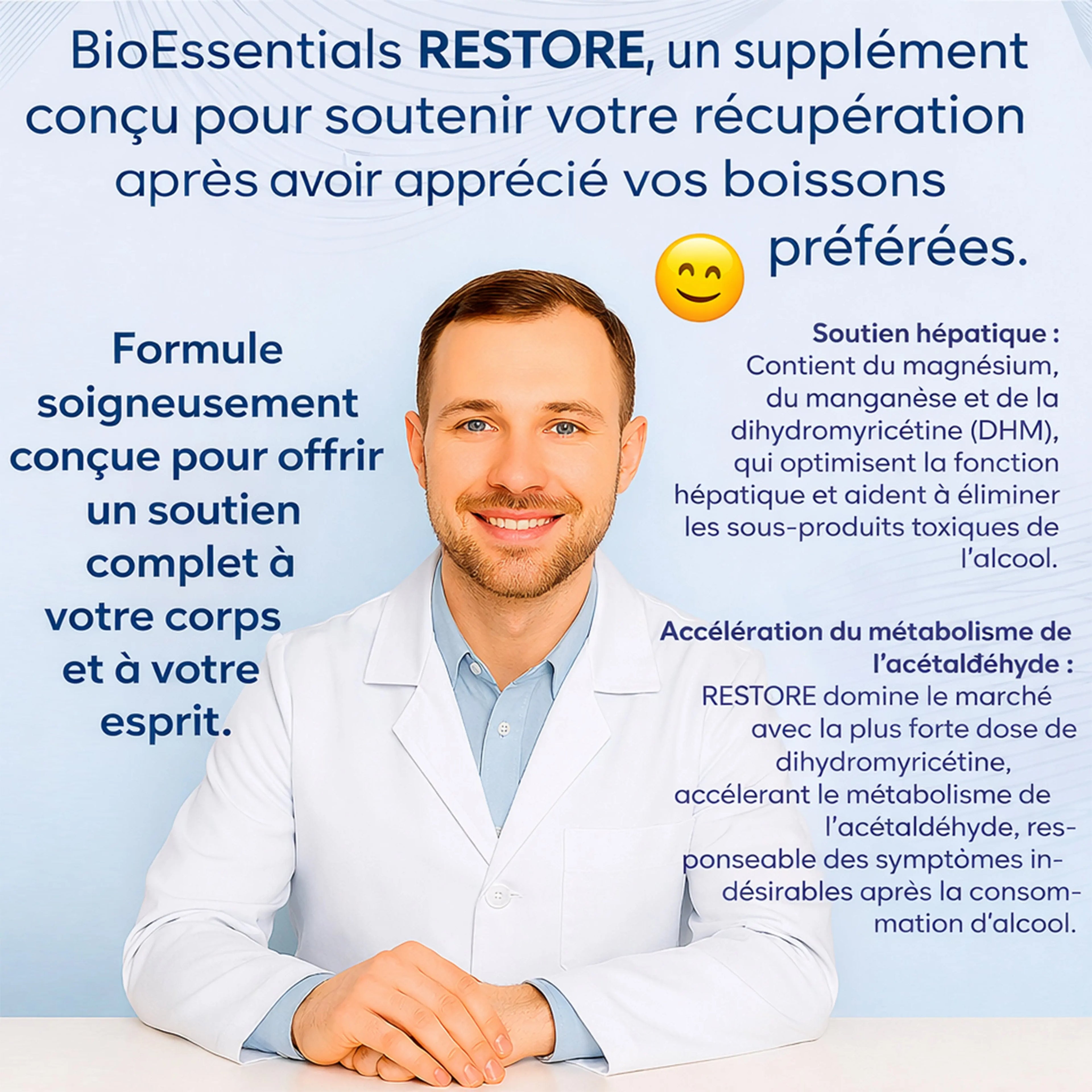 RESTORE® Happy Mornings and Night Recovery – DHM + L-Cysteine Detox &amp; Next-Day Support – Hangover Recovery &amp; Happy Mornings BioEssentials