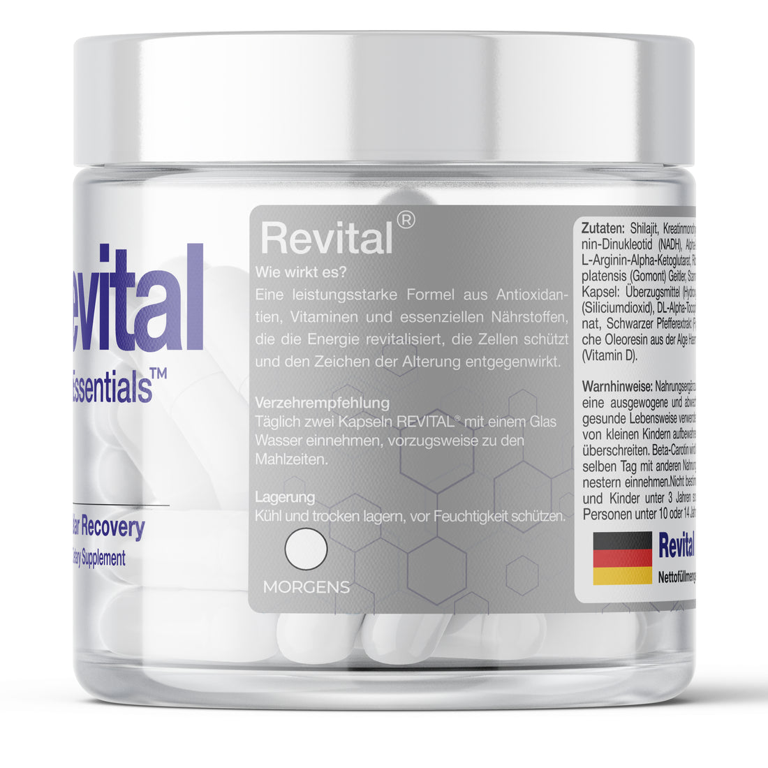 BioEssentials Revital – longevity support &amp; Longevity Complex – NAD+ 600mg &amp; Trans-Resveratrol – Cellular Energy &amp; Vitality Support – Shilajit &amp; CoQ10 + ALA Quercetin – 90 Vegan HPMC Capsules