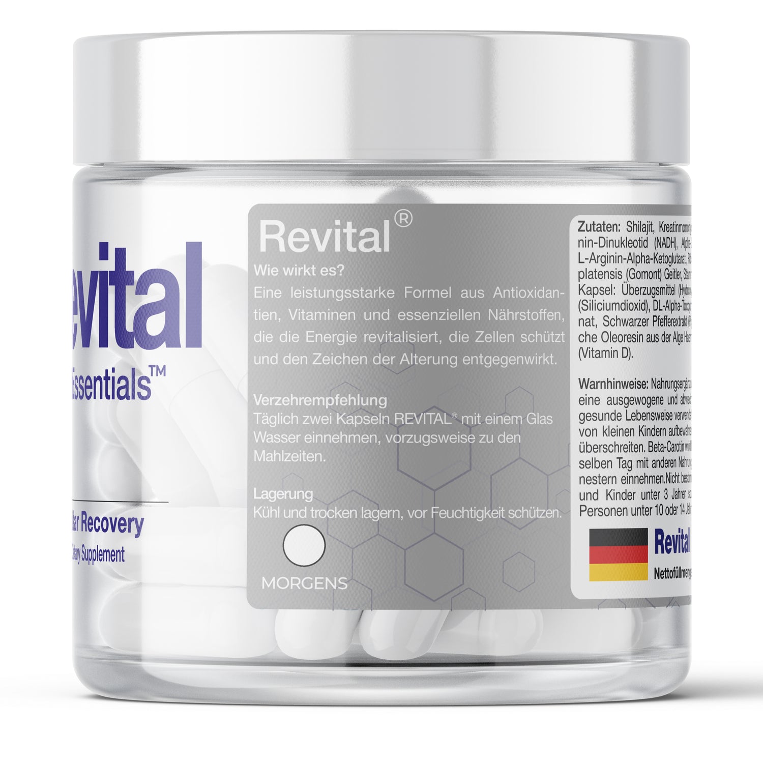 BioEssentials Revital – Langlebigkeitsunterstützung &amp; Longevity Complex – NAD+ 600mg &amp; Trans-Resveratrol – Zelluläre Energie &amp; Vitalitätsunterstützung – Shilajit &amp; CoQ10 + ALA Quercetin – 90 Vegane HPMC Kapseln