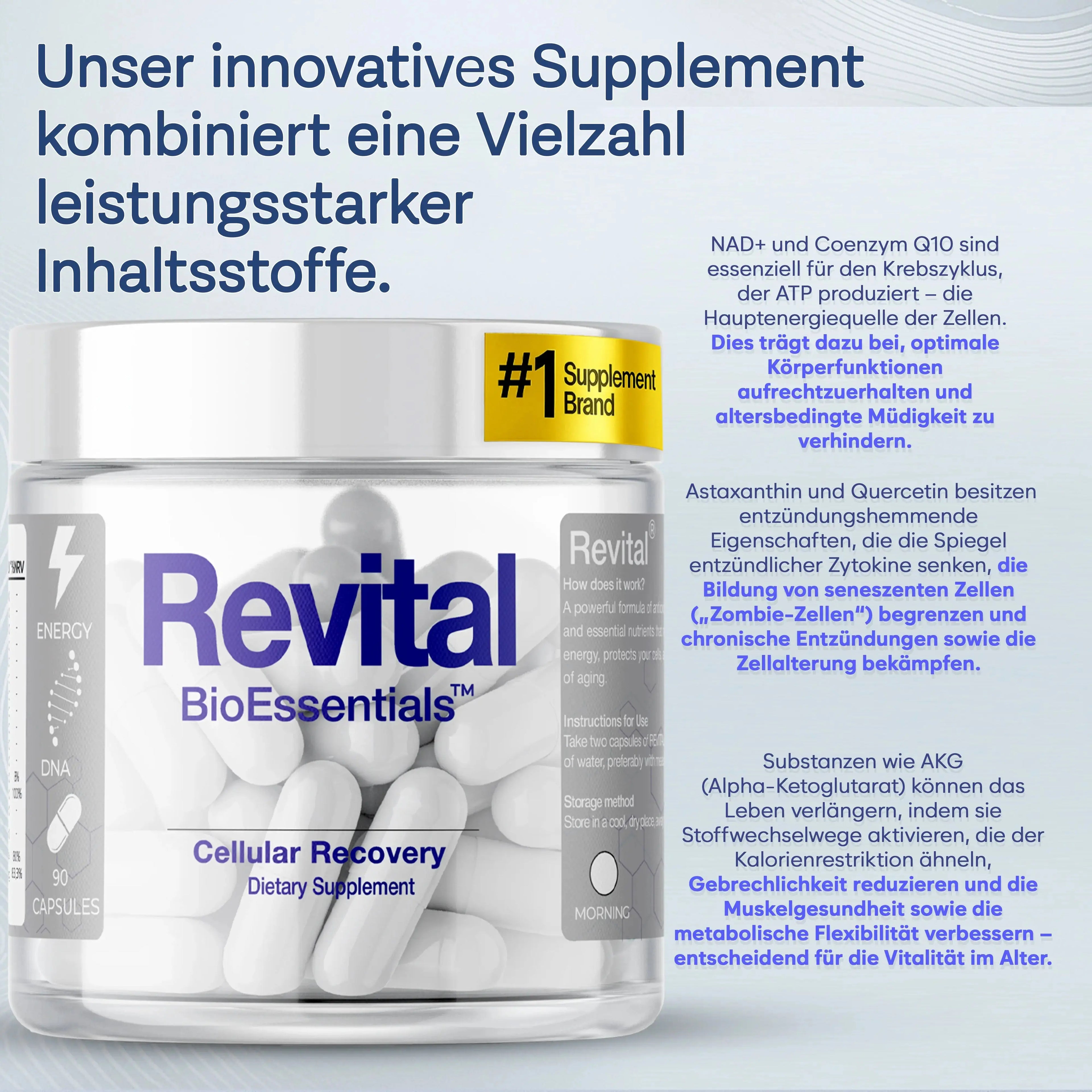 REVITAL® NAD+ Complex – Resveratrol • Shilajit • Magnesium &amp; Vitamins – Supports Cellular Well-Being, Antioxidant Balance &amp; Daily Energy for Men &amp; Women BioEssentials