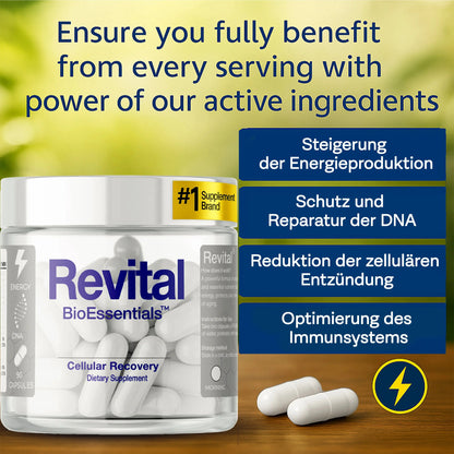 REVITAL® NAD+ Complex – Resveratrol • Shilajit • Magnesium &amp; Vitamins – Supports Cellular Well-Being, Antioxidant Balance &amp; Daily Energy for Men &amp; Women BioEssentials