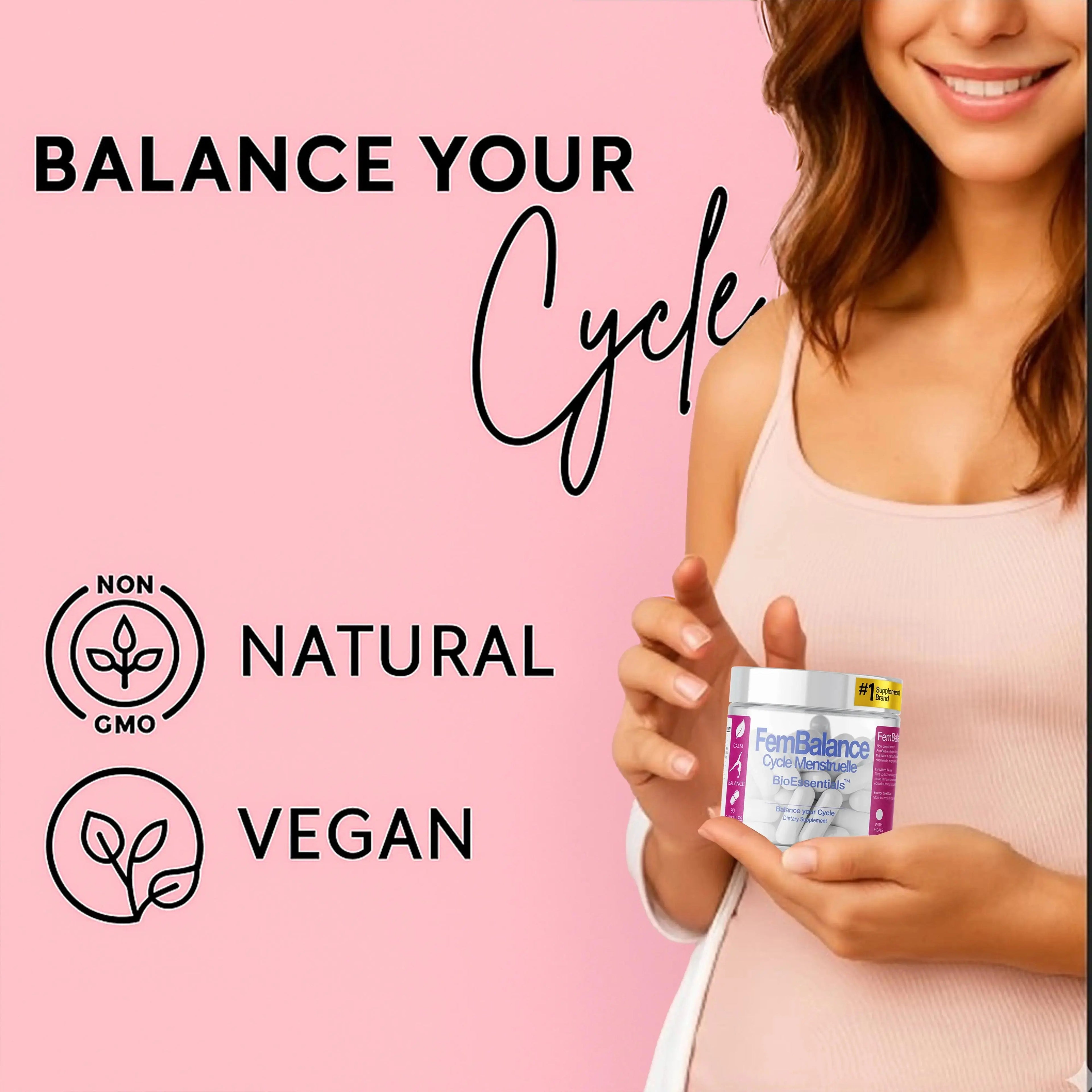 FEMBALANCE® Cycle Support Complex – PMS &amp; Monthly Comfort Formula Botanical + Mineral Support for Mood Balance, Relaxation &amp; Cycle Comfort BioEssentials