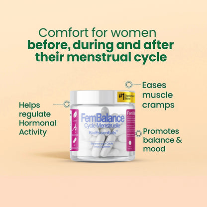 FEMBALANCE® Cycle Support Complex – PMS &amp; Monthly Comfort Formula Botanical + Mineral Support for Mood Balance, Relaxation &amp; Cycle Comfort BioEssentials
