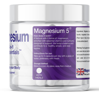 BioEssentials Magnesium – High Bioavailability Complex – 5-Form Complex 1950mg Per Serving – Muscle &amp; Nervous System Support – Bisglycinate &amp; L-Threonate + Citrate Malate – 90 Vegan HPMC Capsules