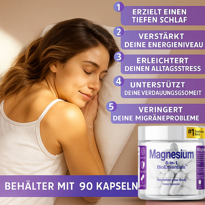 MAGNESIUM 5® 1950 mg – High-Absorption 5-Form &amp; Complex Full-Spectrum Magnesium - L-Threonate, Bisglycinate, Malate, Taurate &amp; Citrate BioEssentials