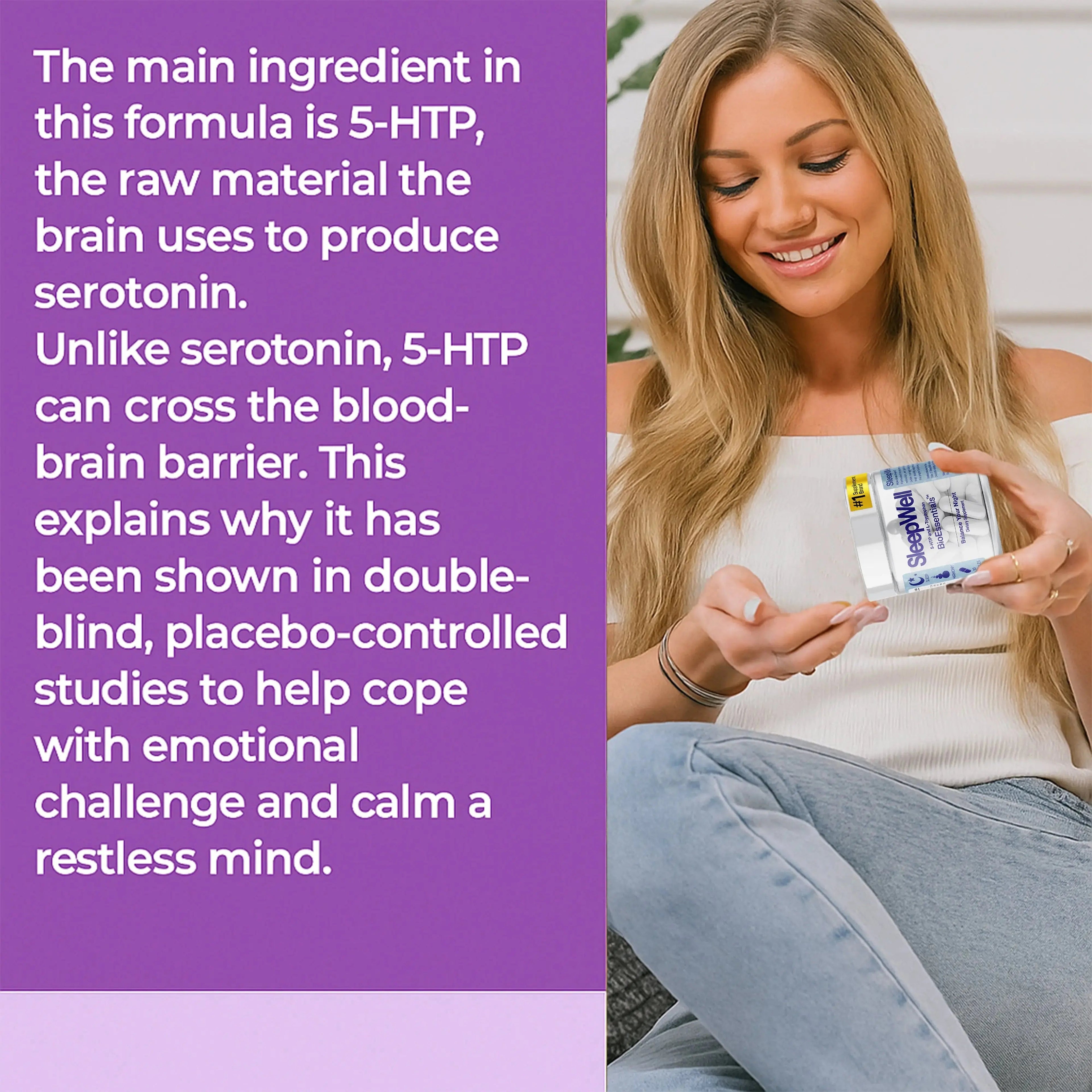 SLEEPWELL® L‑Tryptophan 500 mg – Sleep &amp; Relaxation Complex L‑Tryptophan + 5‑HTP (Griffonia) + 5‑MTHF for Calm Evenings, Deeper Rest &amp; Emotional Balance BioEssentials