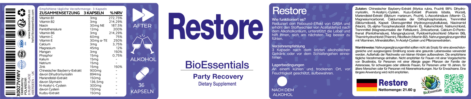 BioEssentials Restore 36 / 72 Nahrungsergaenzungsmittel - Produktbild 4
