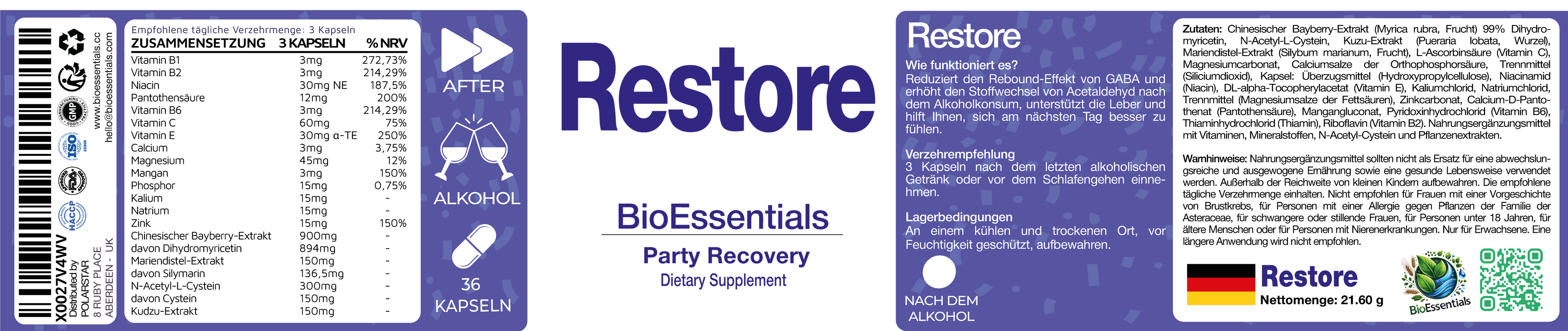 BioEssentials Restore 36 / 72 Nahrungsergaenzungsmittel - Produktbild 4