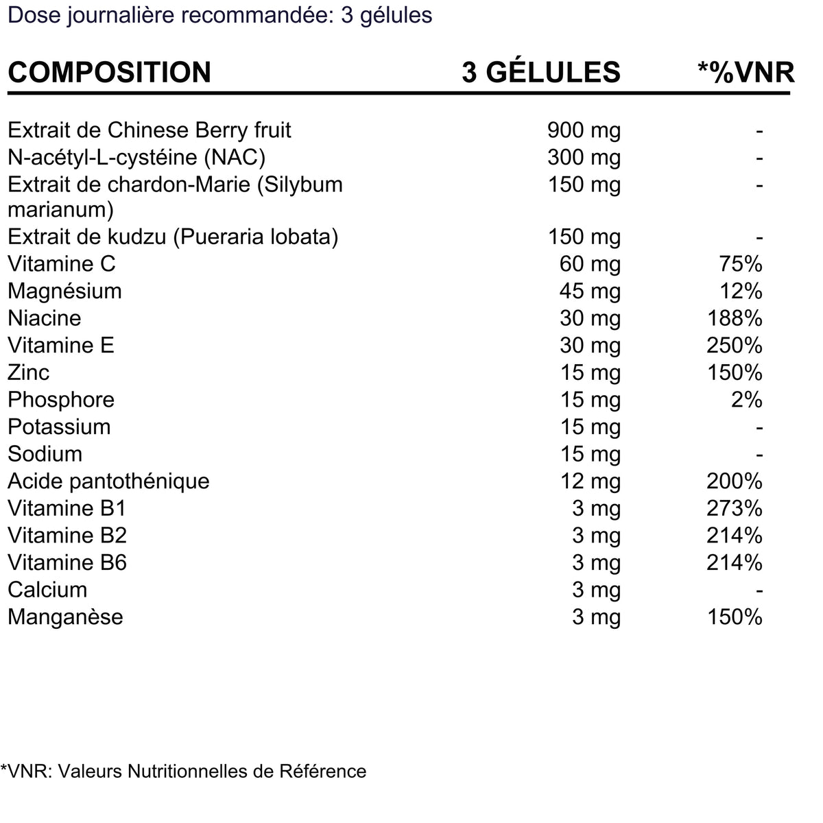 BioEssentials Restore product facts - FR