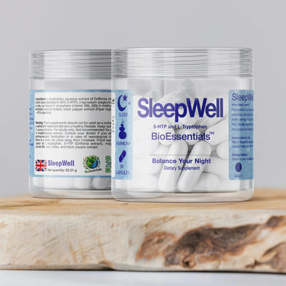 SleepWell capsules with 5-HTP and L-Tryptophan dietary supplement for sleep support