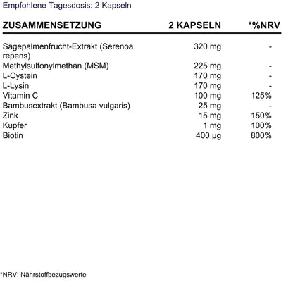 BioEssentials Kailuxe supplement facts - DE