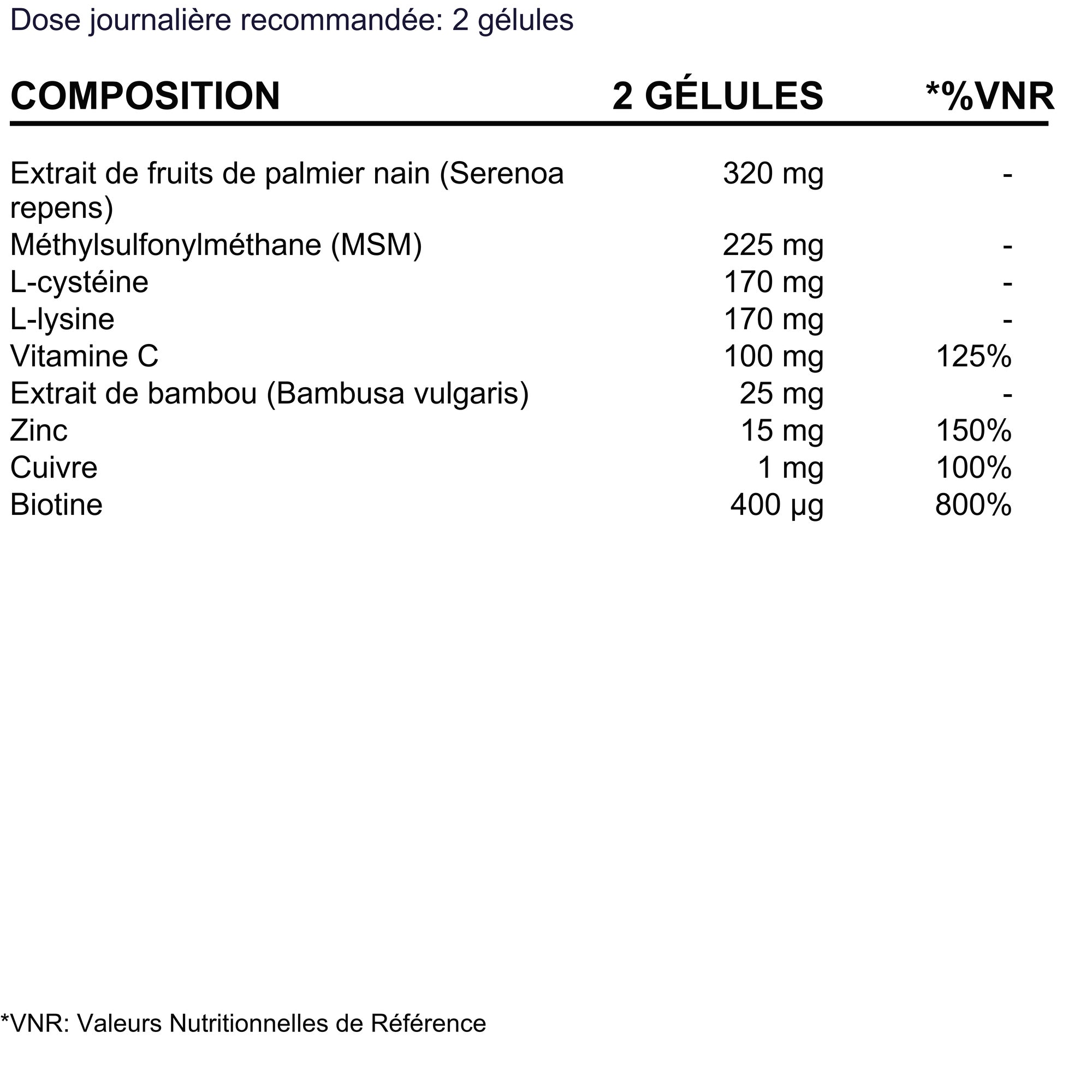 BioEssentials Kailuxe supplement facts - FR