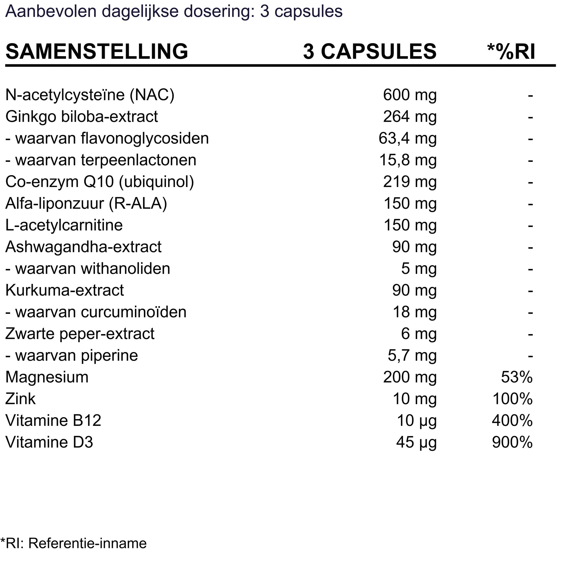 BioEssentials Acusilence supplement facts - NL