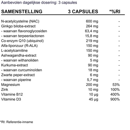 BioEssentials Acusilence supplement facts - NL